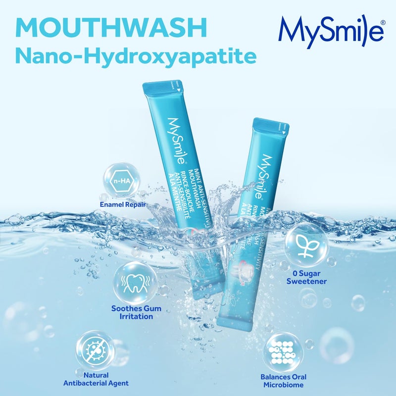 MySmile Mouthwash for Sensitive Teeth, Nano Hydroxyapatite Mouth Wash Travel Size, Fluoride Free Alcohol-Free Remineralizing for Enamel Strength Oral Rinse, Fresh Mint Flavor - Image 2