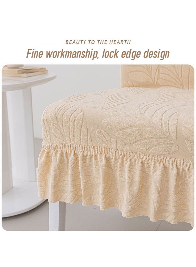 TodyJeyHo 4-piece cotton elastic chair cover, thickened skirt jacquard chair cover, beige 45-55cm, universal household dust cover stool cover for all seasons - Image 4