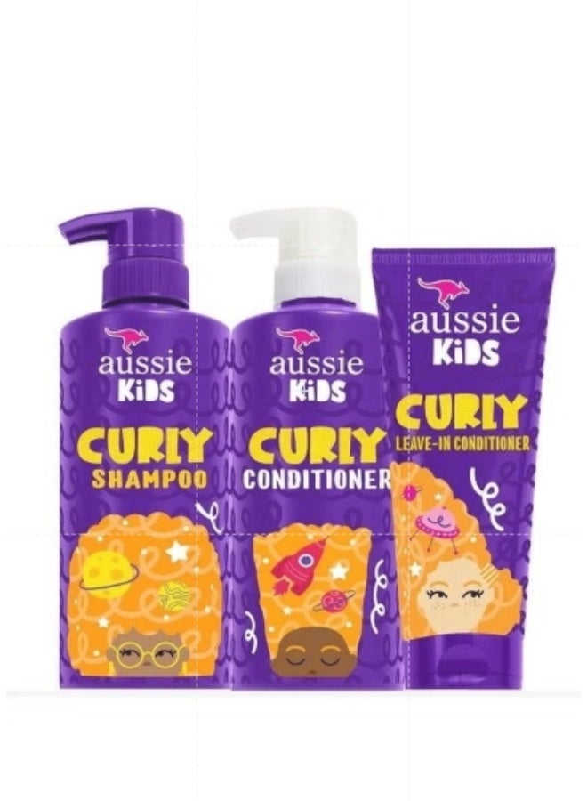 مجموعة شامبو وبلسم للأطفال وبلسم يترك على الشعر المجعد خالي من الكبريتات والبارابين