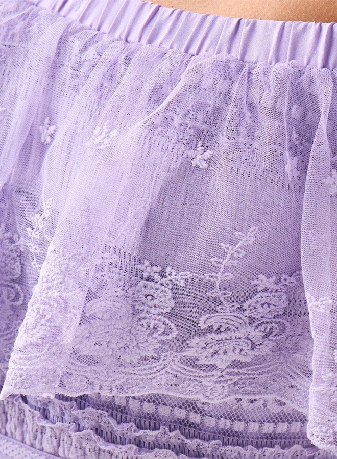 تواكستريمز فستان كتف مكشوف دانتيل  بكسرات بوليستر - Image 3