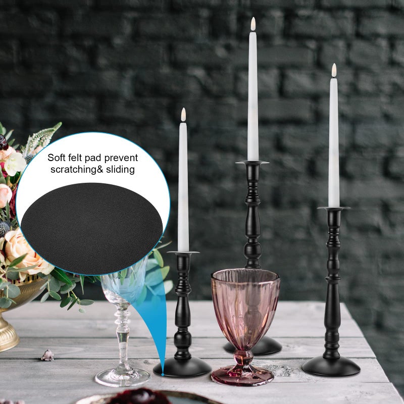 IMAGE Candle Stick Candle Holder, 3 Pcs Black Matte Taper Candle Holder, Rust-Proof, Non-Slip, Metal Taper Candle Stick Holders for Home Decor, Wedding, Birthday and Anniversary - Image 5