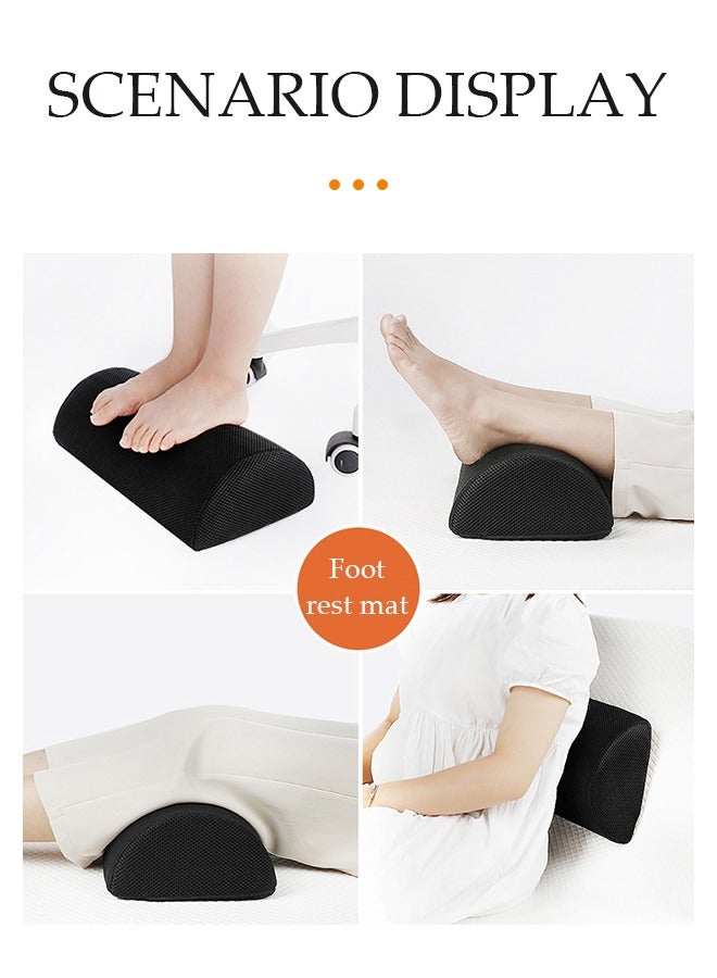 DUNISO مسند قدم تحت المكتب، دواسة قدم من إسفنج عالي الارتداد، دواسة قدم شبه دائرية متعددة الوظائف، مناسبة للمكتب، الترفيه، السيارة، الطائرة، 42*20*12 سم، أسود - Image 4