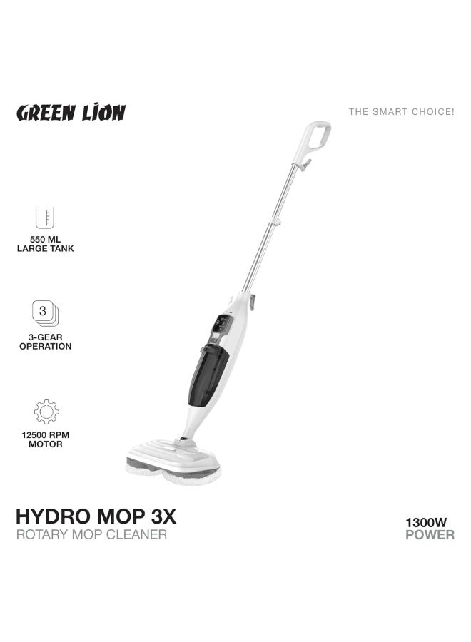 GREEN LION ممسحة بخار هيدرو سكرابنج 3X، منظف ممسحة دوار، بخار ثابت لمدة 30 دقيقة، خزان ماء سعة 550 مل، سرعة 12500 دورة في الدقيقة، تسخين سريع خلال 15 ثانية، منظف بخار خفيف الوزن للأرضيات الصلبة المغلقة، الخشب الصلب - Image 2