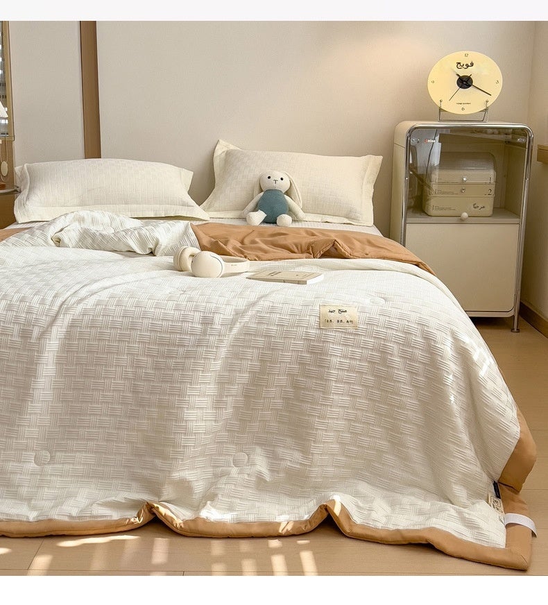 Waffle - Premium Gray Summer Cooling Quilt, Embossed Pattern - Image 5