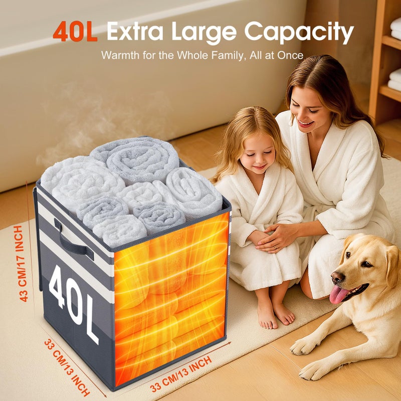 Leroci Foldable Towel Warmer 40L Large Capacity for Oversized Towels, Robes & Blankets, Fast Heating with 4 Modes, Auto Shut-Off, Gift Box - Image 2