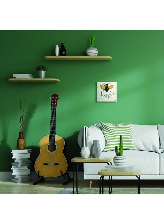 ستوبيل إنداستريز لوحة حائط عليها كلمة Bee Happy Yellow Green Family مقاس 12 × 12 تصميم الفنانة كاتي دوسيت - Image 2