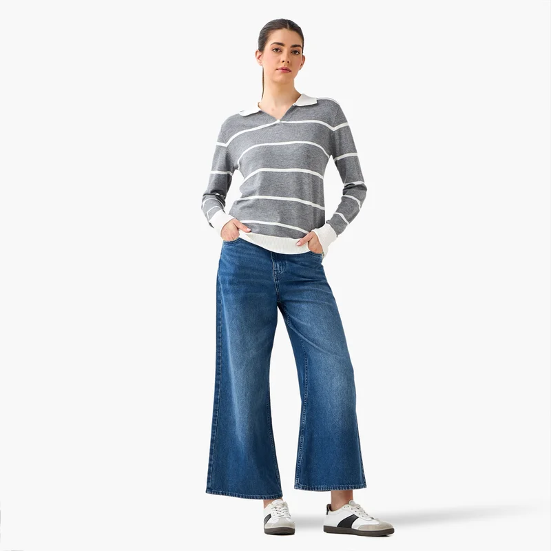 2Xtremz 2Xtremz Striped Collared Sweater