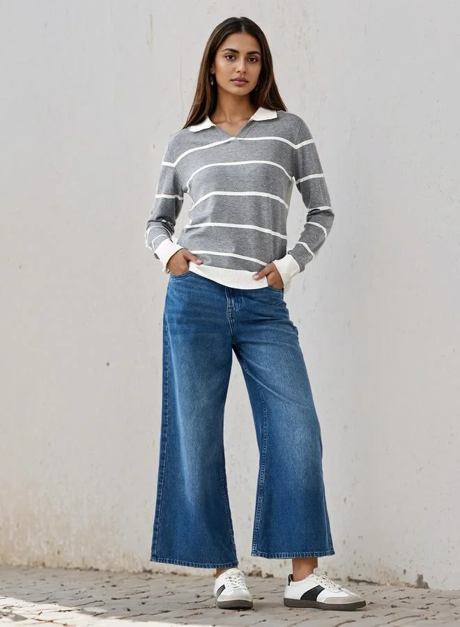 2Xtremz 2Xtremz Striped Collared Sweater