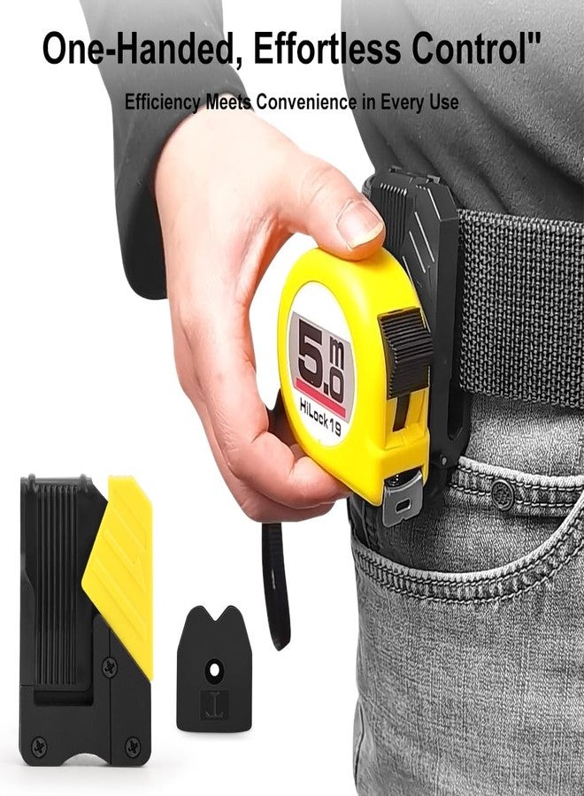 WALLFID 2 Pack Quick-Lock Tape Measure Holder for Belt - Universal Tape Measure Holder Set, Secure, Efficient, Double The Convenience for Your Tool Belt (Yellow 2Pcs) - Image 3