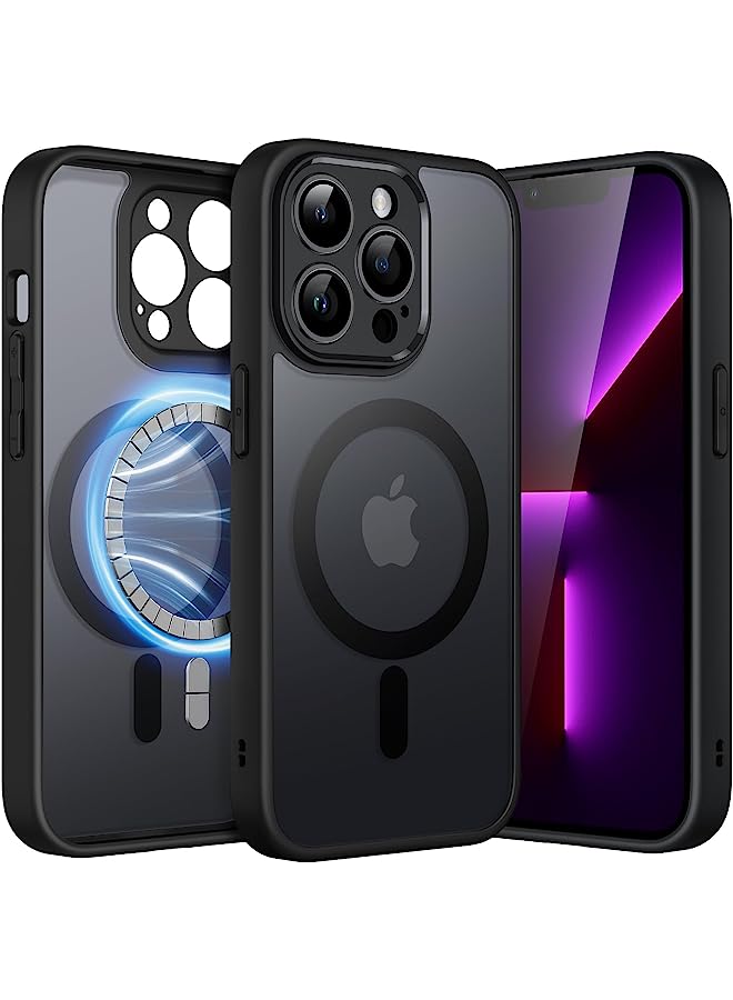 Jetech Magnetic Case For Iphone 13 Pro 6.1-Inch, Compatible With Magsafe, Translucent Matte Back Camera Lens Full Protection Slim Shockproof Phone Cover (Black) - Image 1
