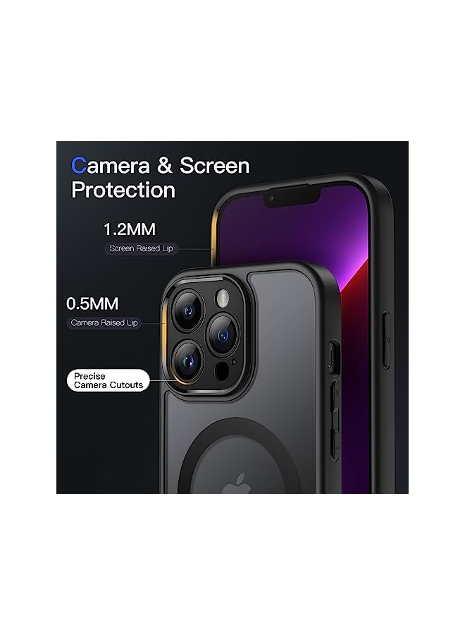 Jetech Magnetic Case For Iphone 13 Pro 6.1-Inch, Compatible With Magsafe, Translucent Matte Back Camera Lens Full Protection Slim Shockproof Phone Cover (Black) - Image 4