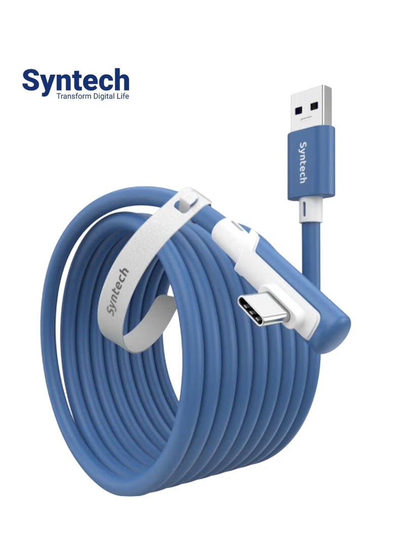 Syntech Link Cable (5M)  for PCVR Compatible with Meta Quest 3/Meta Quest 3S, Quest2/Pro/Pico 4/Ultra Accessories and PC/SteamVR, High Speed PC Data Transfer, USB 3.0 to USB C Cable for VR Headset Blue - Image 1