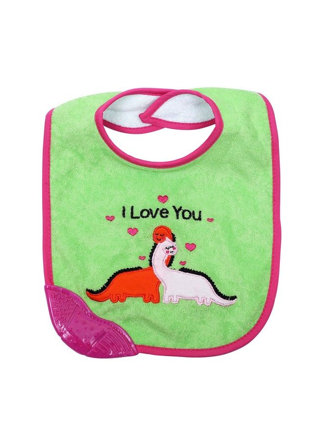 1st Step Newborn Baby Cotton Bib With 3D Patch And Teether (Green) - Image 3