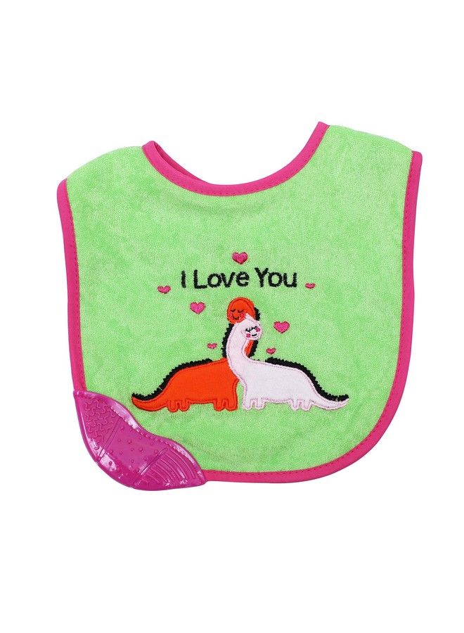 1st Step Newborn Baby Cotton Bib With 3D Patch And Teether (Green) - Image 4