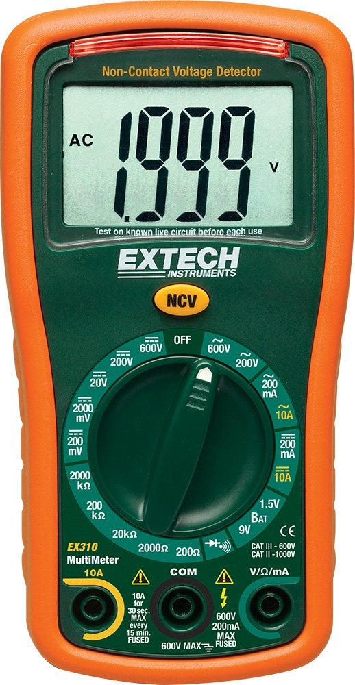 Extech EX310 Mini Digital Multimeter with NCV Detector 2000Count Large LCD 05 Basic Accuracy ACDC Voltage Current Resistance DiodeContinuity Compact Manual Ranging Multimeter - Image 2
