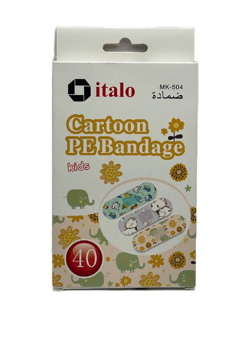 ITALO Pack 40 Pcs Cartoon PE Bandage For Kids  - Image 1