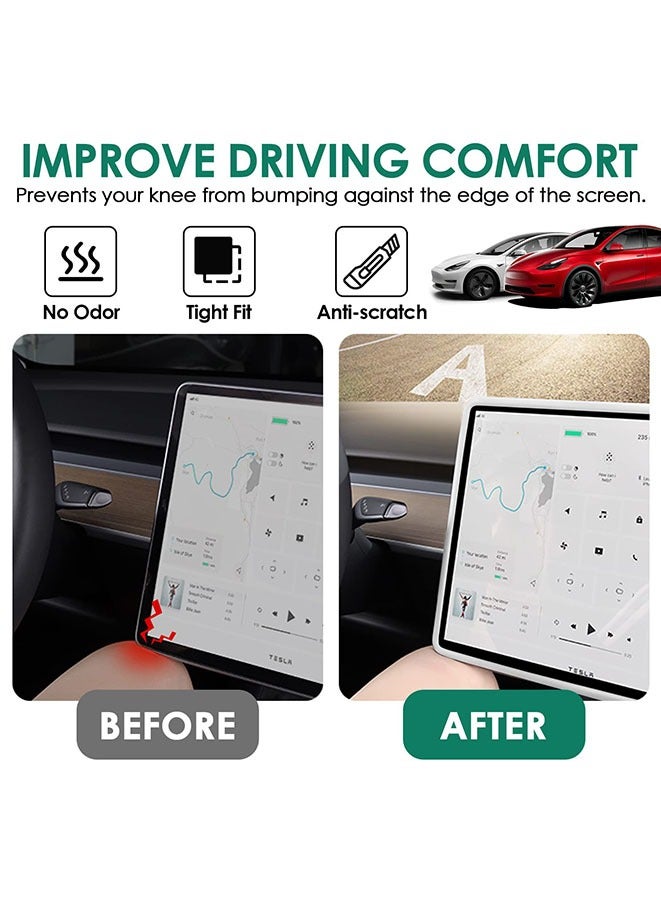 Generic Screen Protector Frame Compatible with Tesla Model 3 and Model Y 2017-2024 Screen Edge Protector Cover Center Console Decoration Interior Accessories (White) - Image 2