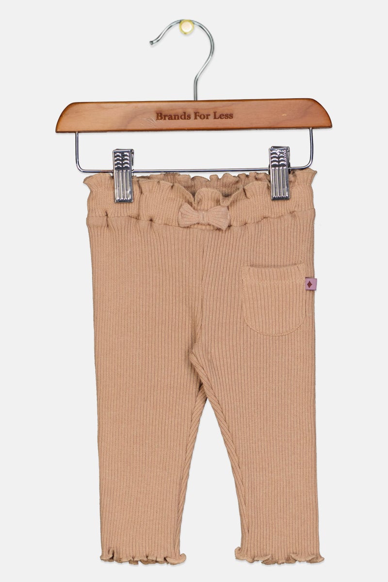 Feetje Toddlers Girl Textured Pull On Leggings, Tan - Image 1