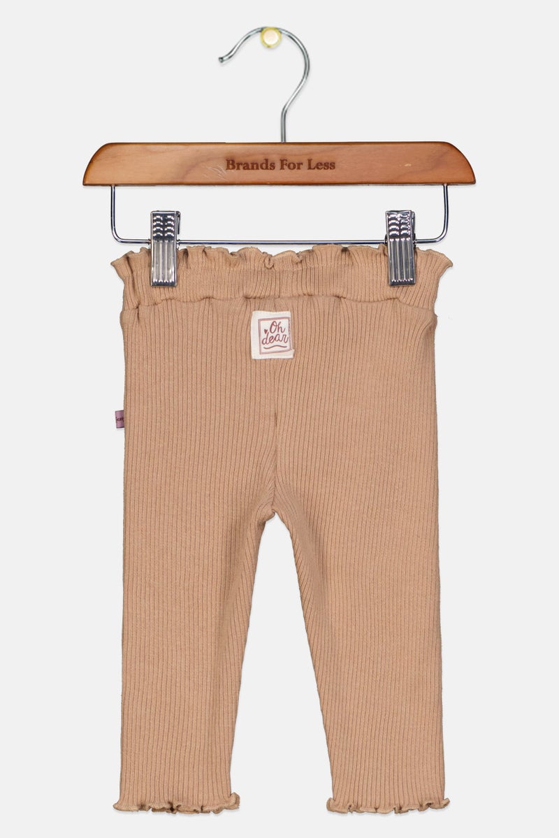 Feetje Toddlers Girl Textured Pull On Leggings, Tan - Image 2