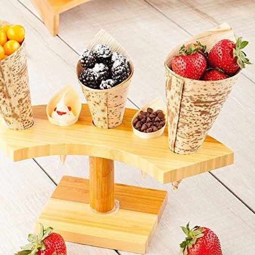 Restaurantware 10-inch Crescent Food Cone and Sushi Hand Roll Display Stand: Perfect for Restaurants Catered Events and Buffets - Holds 5 Cones - Made from Organic Bamboo - 1ctBox - Image 3