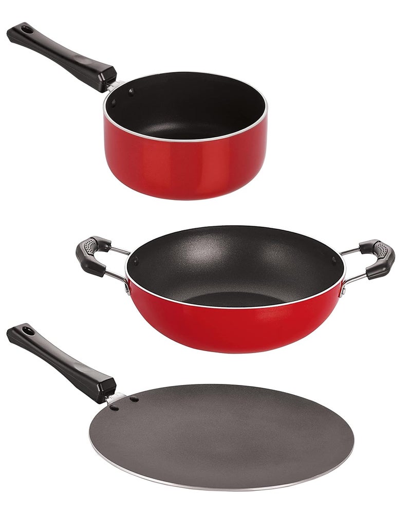 Nirlon NIRLON Nonstick 3 Layer Non-Stick Combo cookware Set Roti Tawa, Kadai & Sauce Pan