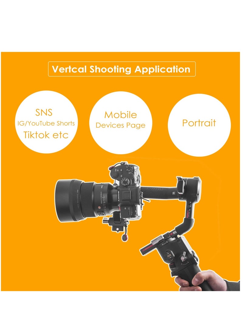 Excefore - RS3 Vertical Camera Mount, Robust Portrait Mounting Solution Compatible With DJI RS 2 RS 3 RS3 PRO For IG YouTube Shorts Tiktok Video Extended Vertical Shooting, Camera Stabilizer - Image 1