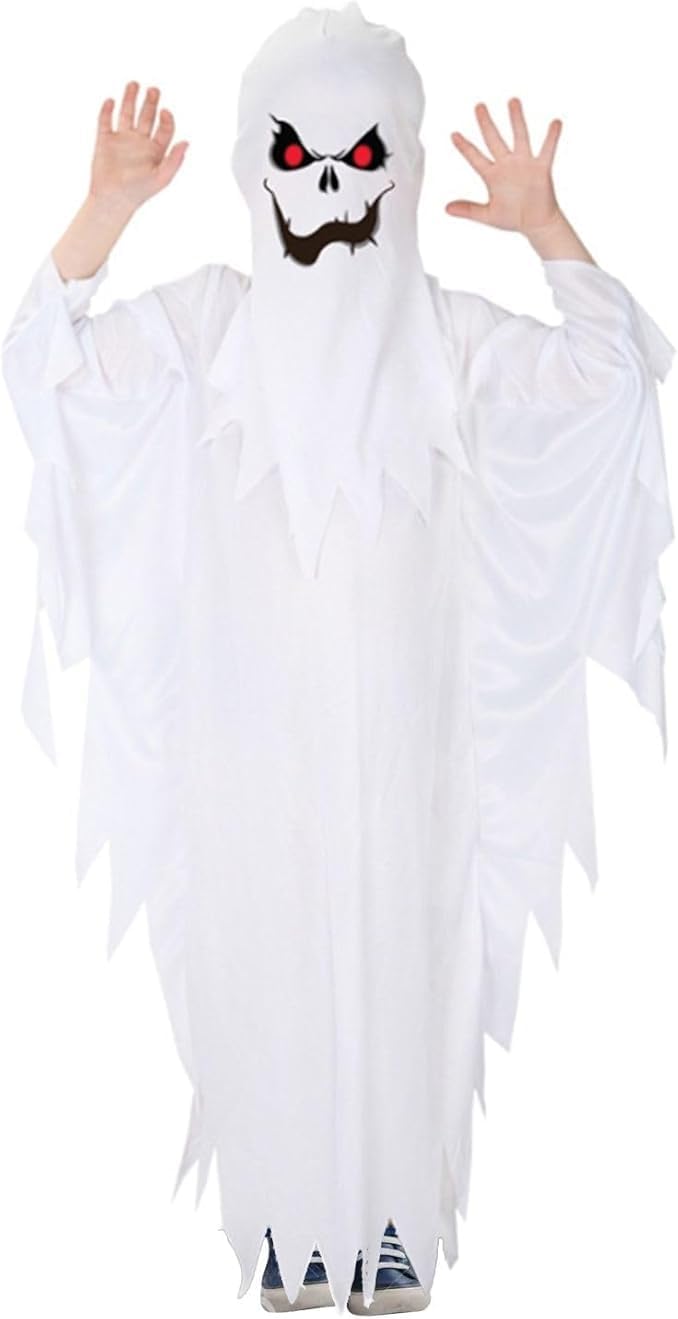 Home Smart White Ghost Costume Dress with Mask for Toddlers Playing Activity for Boys and Girls Ideal for Gift - Image 1