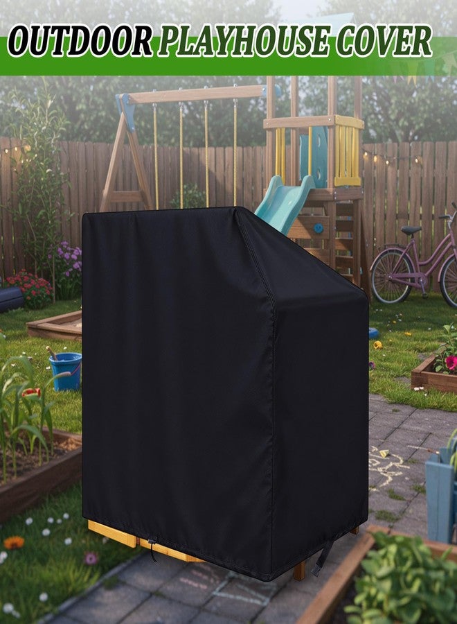 Ribbonlic Playhouse Cover Outdoor Wooden Kids Playhouse Covers for Outside, 76"L x 51"w x 61"h, Waterproof, Sun Protection Dust, Easy to Put on, Heavy Duty Oxford Fabric, Black - Image 2