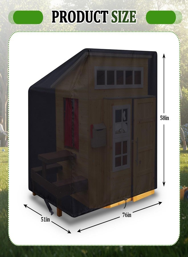 Ribbonlic Playhouse Cover Outdoor Wooden Kids Playhouse Covers for Outside, 76"L x 51"w x 61"h, Waterproof, Sun Protection Dust, Easy to Put on, Heavy Duty Oxford Fabric, Black - Image 3