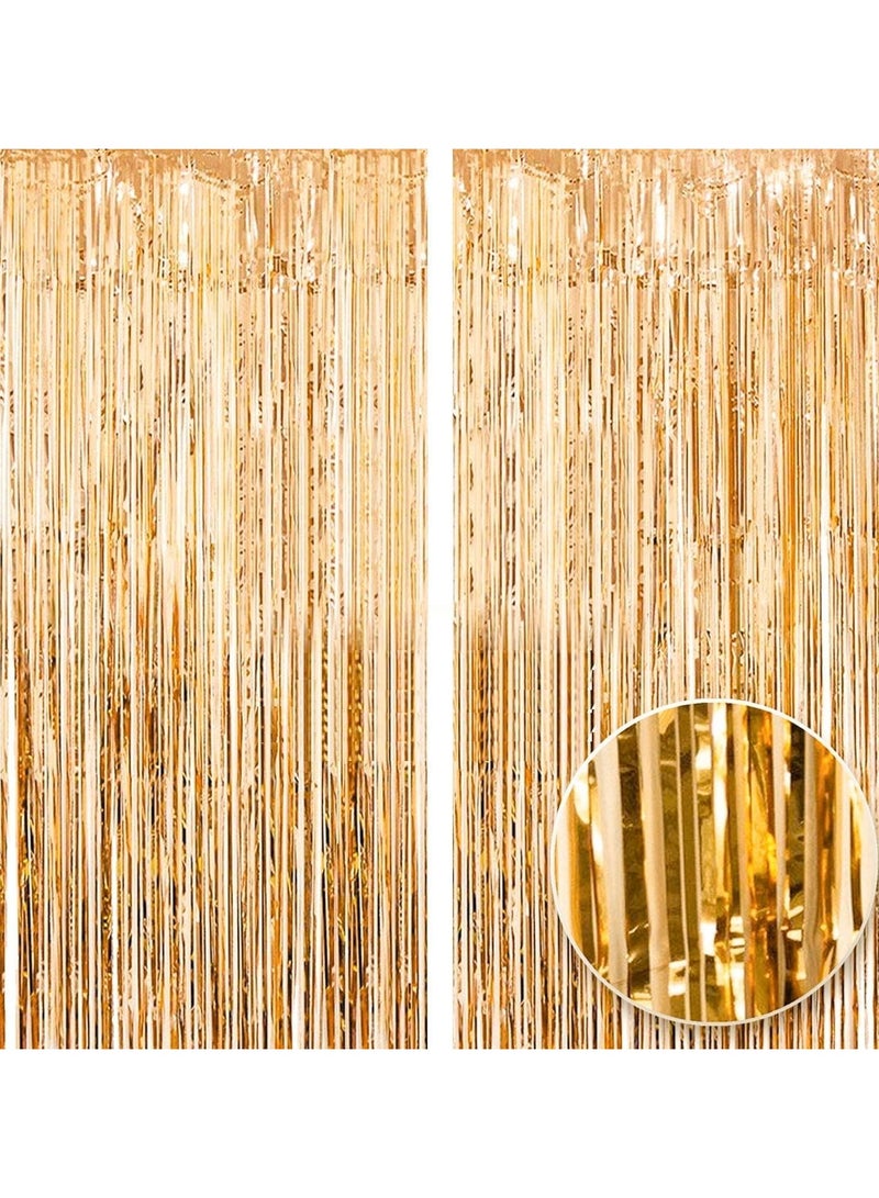 مارك ستارة من رقائق الذهب | 1 × 2 متر خلفية حفلات من الزينة المعدنية للهالوين، وحفلات استقبال المولود الجديد، وحفلات الزفاف، والعيد، والتخرج، وديكورات حفلات أعياد الميلاد [عبوة من قطعتين] - Image 1