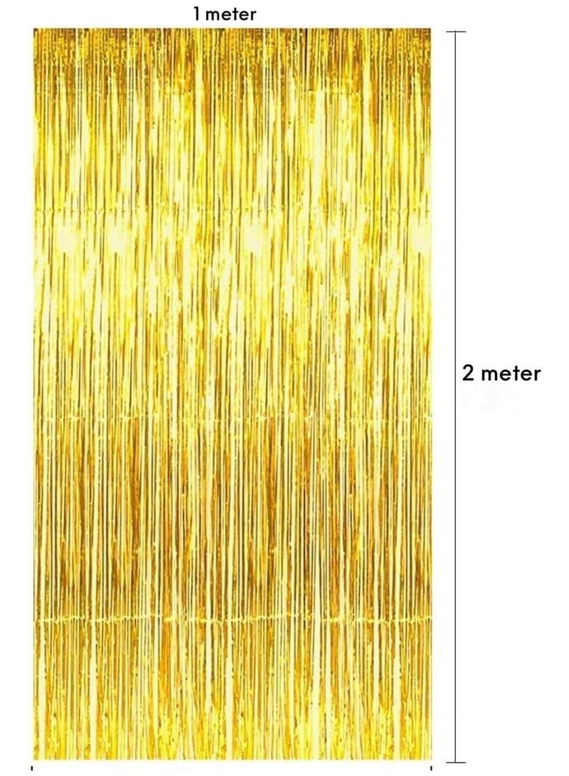 مارك ستارة من رقائق الذهب | 1 × 2 متر خلفية حفلات من الزينة المعدنية للهالوين، وحفلات استقبال المولود الجديد، وحفلات الزفاف، والعيد، والتخرج، وديكورات حفلات أعياد الميلاد [عبوة من قطعتين] - Image 2