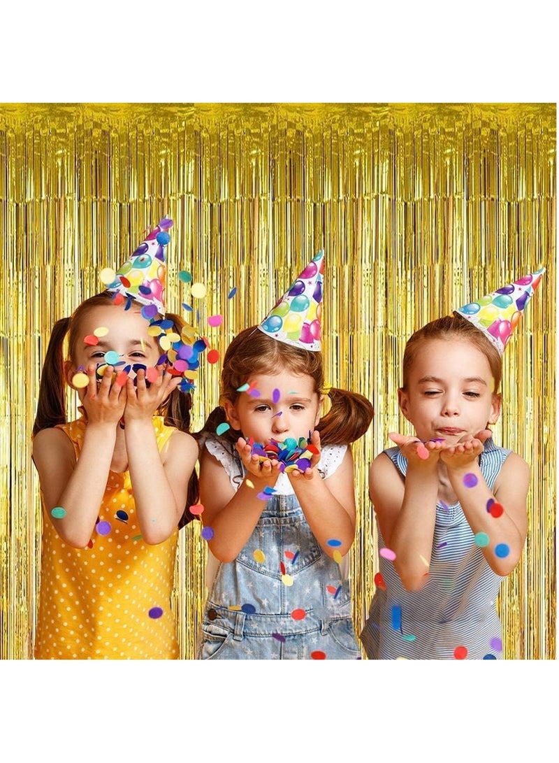 مارك ستارة من رقائق الذهب | 1 × 2 متر خلفية حفلات من الزينة المعدنية للهالوين، وحفلات استقبال المولود الجديد، وحفلات الزفاف، والعيد، والتخرج، وديكورات حفلات أعياد الميلاد [عبوة من قطعتين] - Image 3