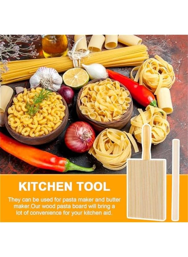 Generic Gnocchi Board, Natural Beech Wood Gnocchi Board Paddle with Roller Garganelli Cavatelli Macaroni Pasta Maker Tortellini Cavarola Roller for Italian Gnocchi Pasta Cutlery Gift  - Image 2