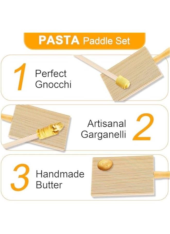 Generic Gnocchi Board, Natural Beech Wood Gnocchi Board Paddle with Roller Garganelli Cavatelli Macaroni Pasta Maker Tortellini Cavarola Roller for Italian Gnocchi Pasta Cutlery Gift  - Image 4