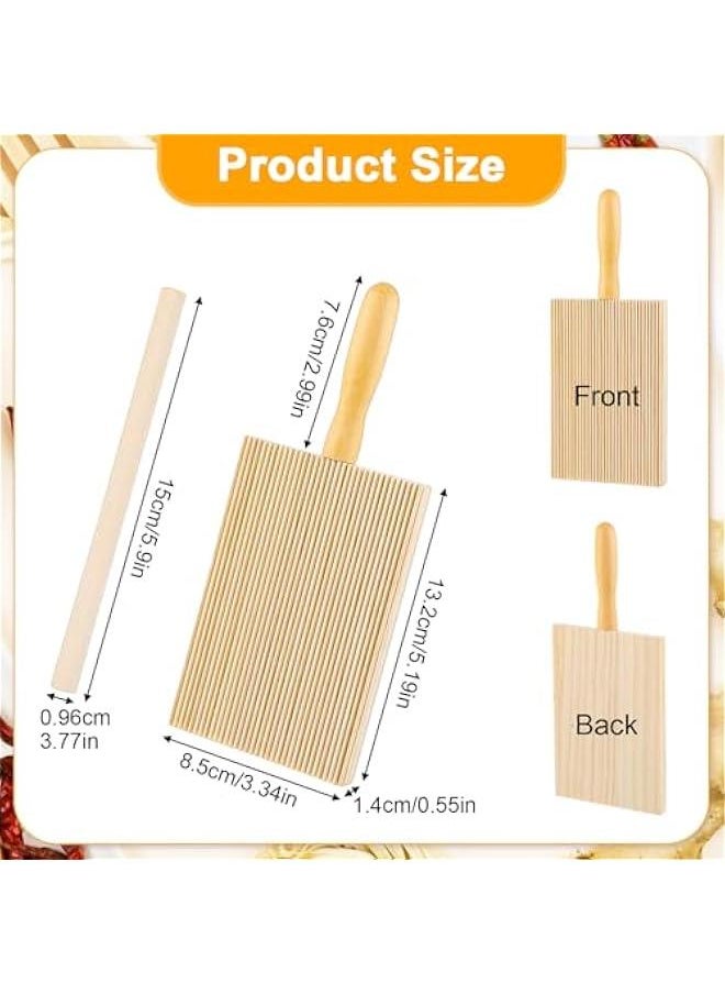 Generic Gnocchi Board, Natural Beech Wood Gnocchi Board Paddle with Roller Garganelli Cavatelli Macaroni Pasta Maker Tortellini Cavarola Roller for Italian Gnocchi Pasta Cutlery Gift  - Image 5