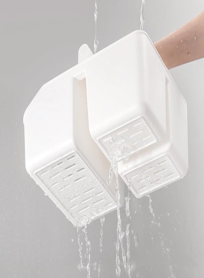 rejomiik Portable Shower Caddy Basket with Bamboo Handle, Plastic Cleaning Caddy Bathroom Organizer Tote for College Dorm Essentials, Bath Toy Storage, White - Image 4