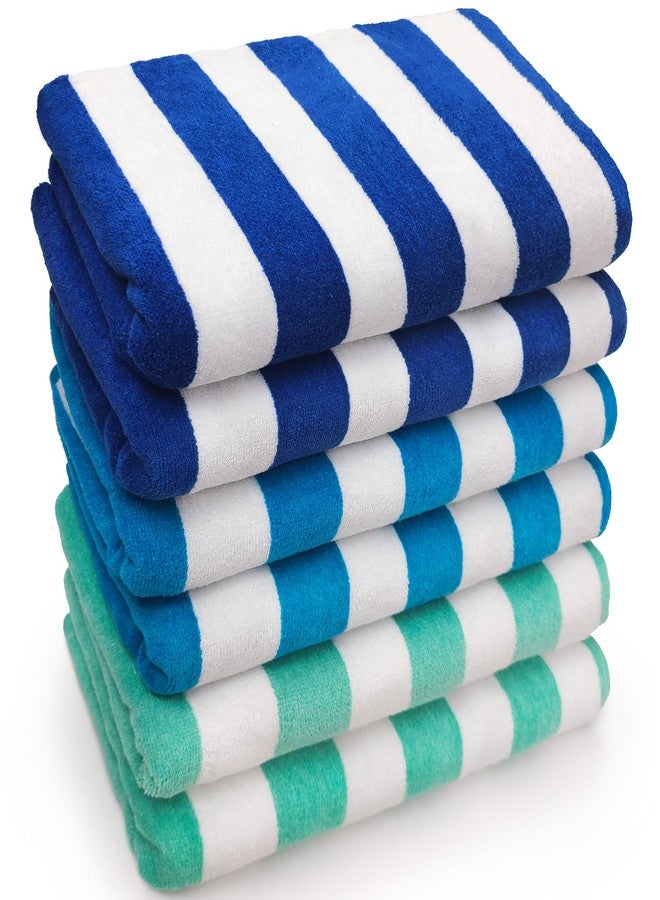 Beachland Velour Classic Cabana Stripe Beach Towel - 30 x 60 inch - Soft Cotton Terry Resort Style Perfect for Beach and Pool - Image 1