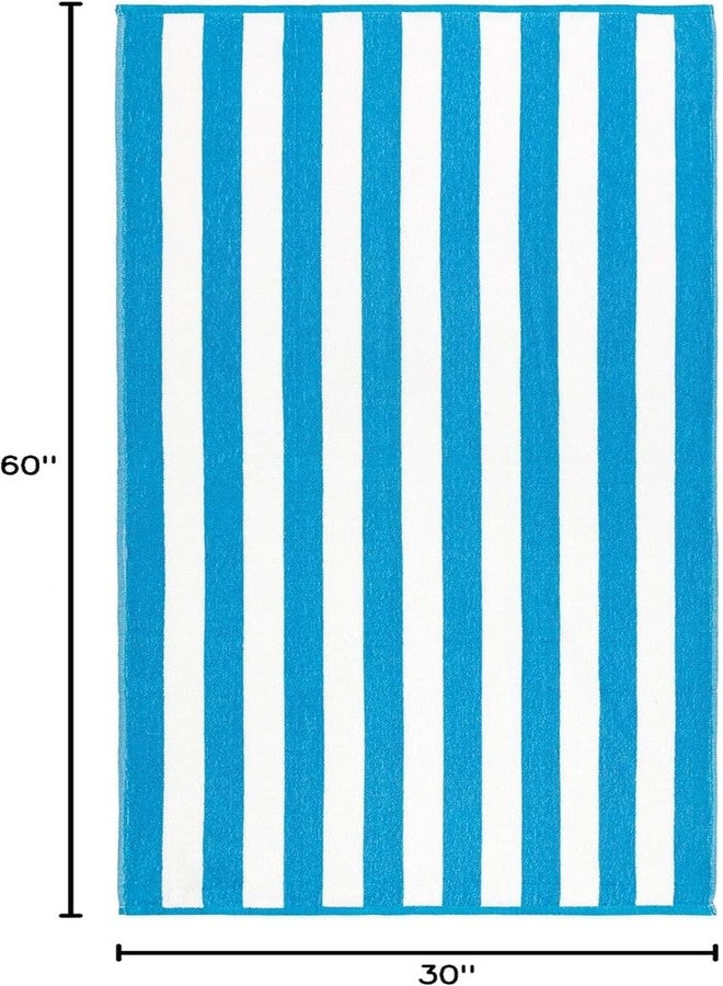 Beachland Velour Classic Cabana Stripe Beach Towel - 30 x 60 inch - Soft Cotton Terry Resort Style Perfect for Beach and Pool - Image 4