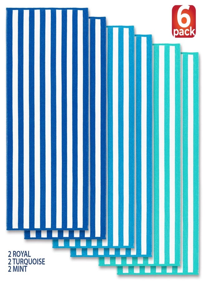 Beachland Velour Classic Cabana Stripe Beach Towel - 30 x 60 inch - Soft Cotton Terry Resort Style Perfect for Beach and Pool - Image 2