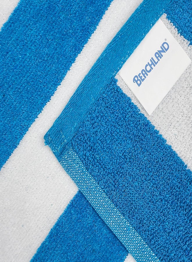 Beachland Velour Classic Cabana Stripe Beach Towel - 30 x 60 inch - Soft Cotton Terry Resort Style Perfect for Beach and Pool - Image 3