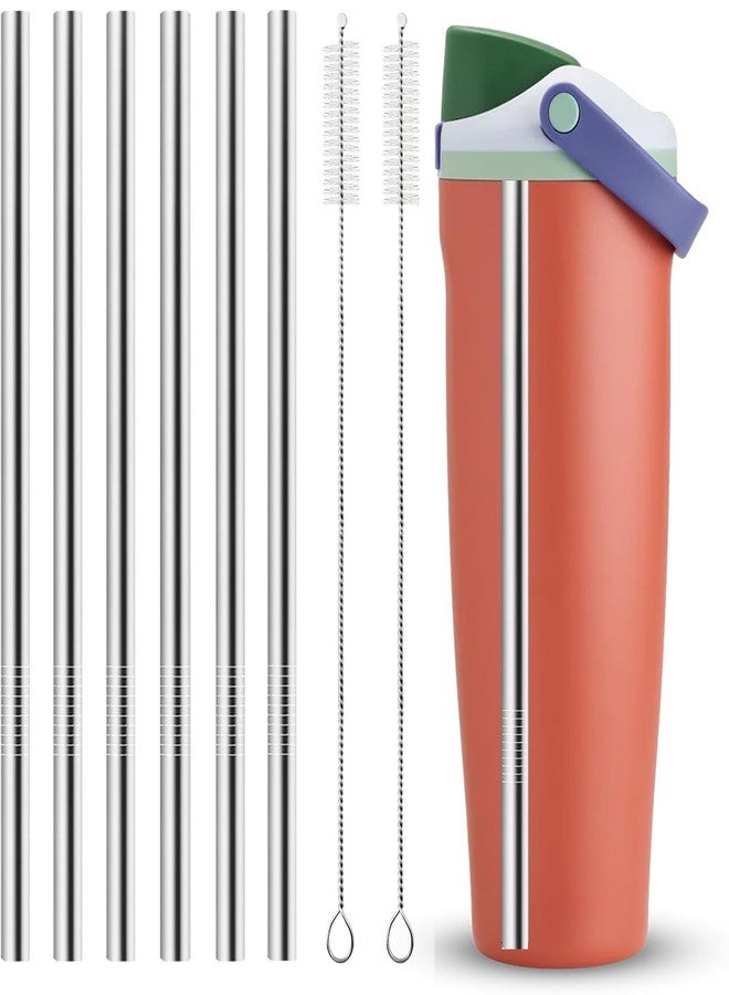 الينك مجموعة شفاطات ALINK المصنوعة من الفولاذ المقاوم للصدأ لزجاجة مياه Owala FreeSip Sway سعة 40 أونصة، 6 قطع من الشفاطات المعدنية القابلة لإعادة الاستخدام والمتوافقة مع زجاجة Owala FreeSip سعة 40 أونصة، شفاطة عريضة للعصائر مع فرشاتين للتنظيف