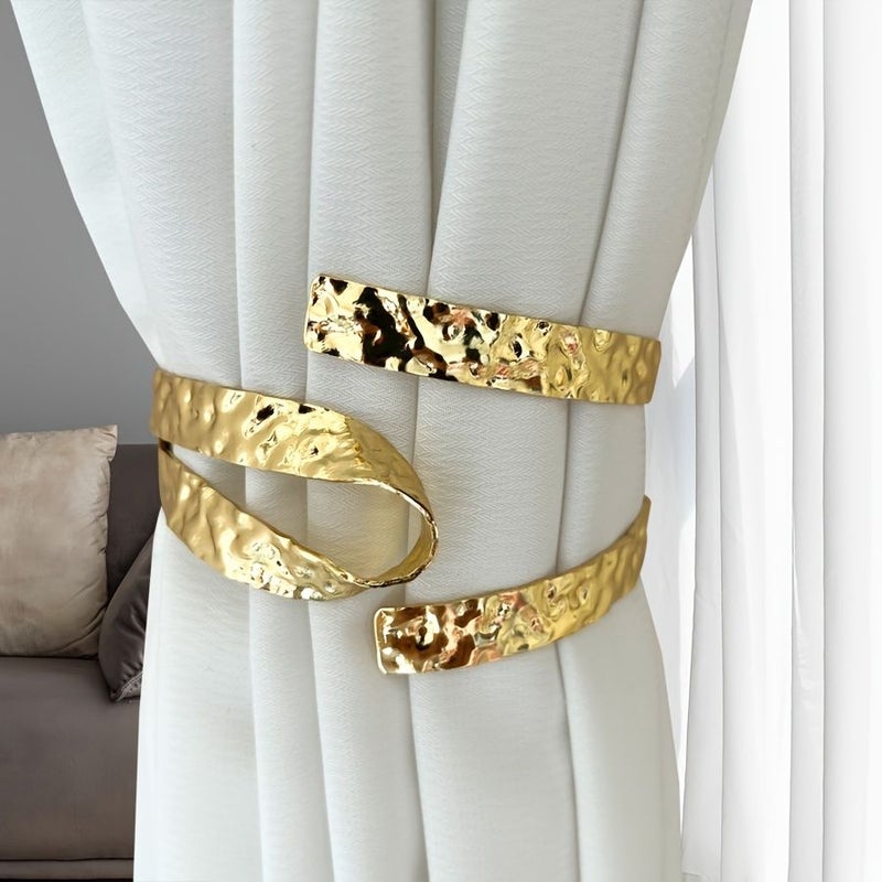 Vintage Gold Zinc Alloy Curtain Bracket No Drill Installation for Window Blinds Drapes - Image 1