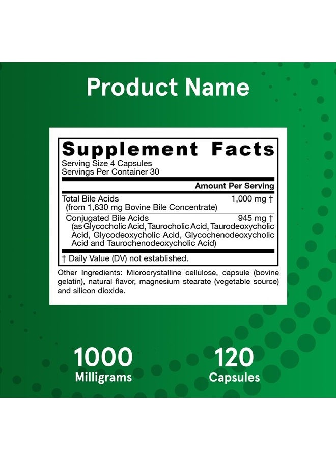 jarrow formulas Bile Acid Factors 1000 mg With Conjugated Bile Acids, Dietary Supplement for Digestion Support and Absorption of Fats & Fat-Soluble Nutrients, 120 Capsules, 30 Day Supply  - Image 3