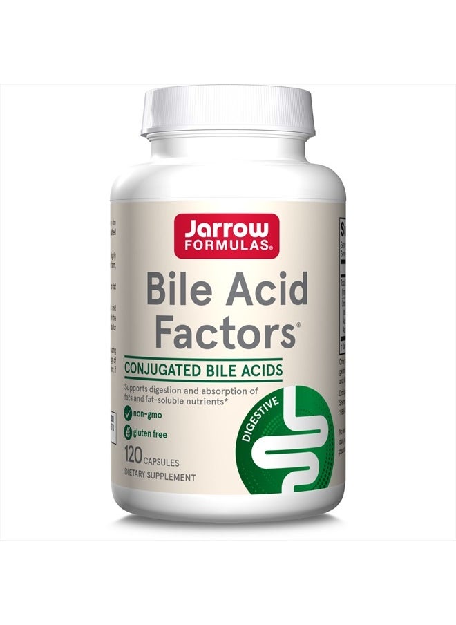 jarrow formulas Bile Acid Factors 1000 mg With Conjugated Bile Acids, Dietary Supplement for Digestion Support and Absorption of Fats & Fat-Soluble Nutrients, 120 Capsules, 30 Day Supply  - Image 1