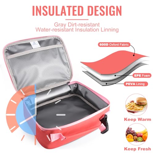 Genteen Lunch Box Lunch Bag for Kids Girls,Insulated Lunch Bag Women,Reusable Lunchbox for School,Work,Outdoor (Red) - Image 4