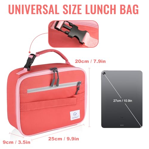 Genteen Lunch Box Lunch Bag for Kids Girls,Insulated Lunch Bag Women,Reusable Lunchbox for School,Work,Outdoor (Red) - Image 3