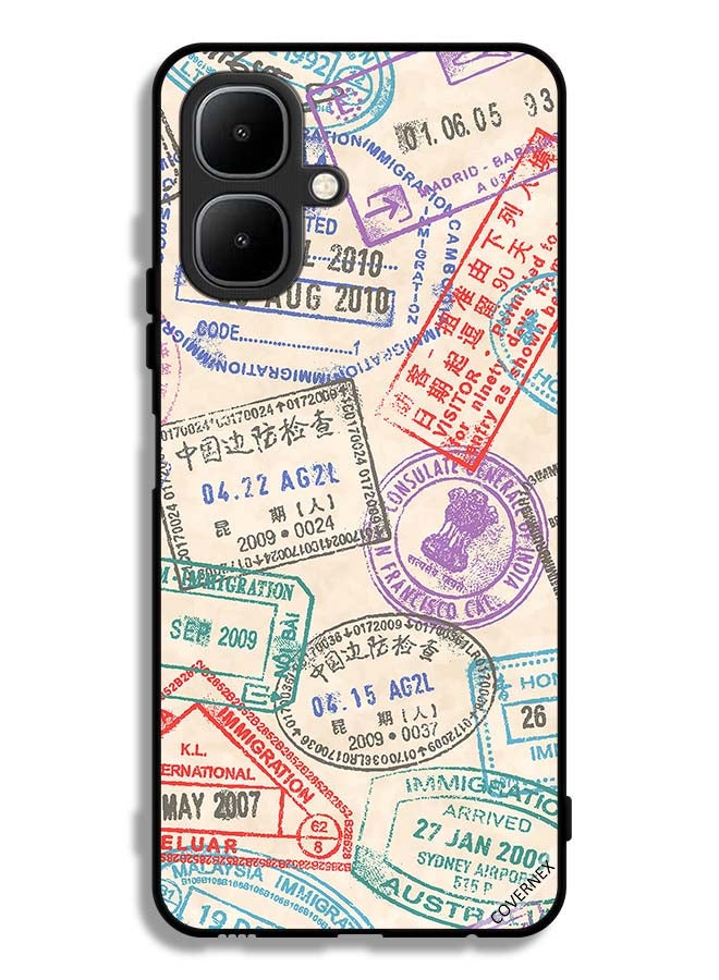 Covernex Tecno Pop 10 Protective Case Cover Travel Stamps Pattern
