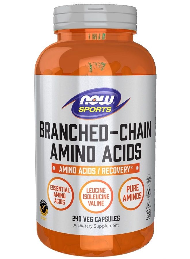 now Sports Nutrition, Branched Chain Amino Acids, With Leucine, Isoleucine and Valine, 240 Veg Capsules - Image 1