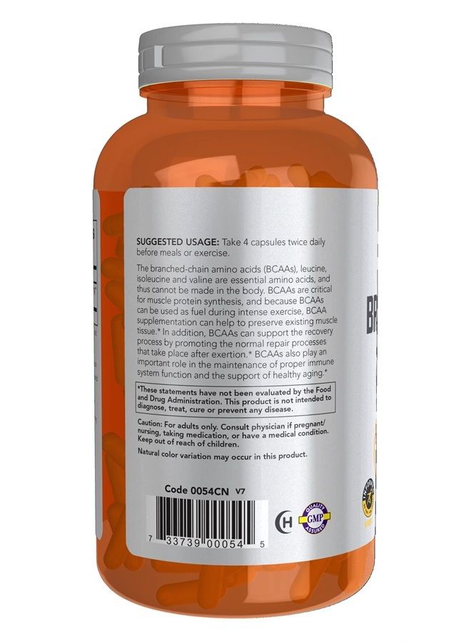 now Sports Nutrition, Branched Chain Amino Acids, With Leucine, Isoleucine and Valine, 240 Veg Capsules - Image 3