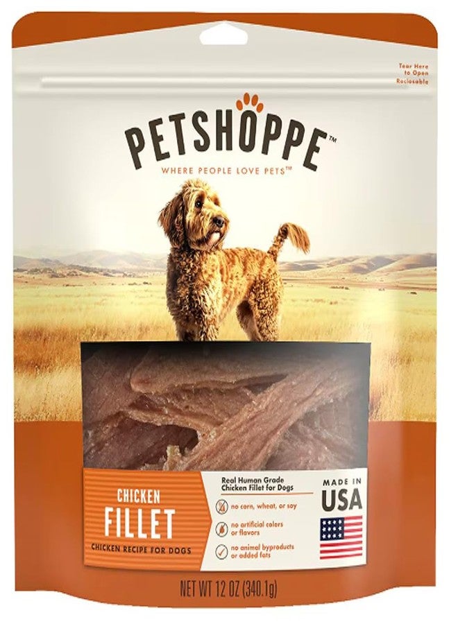 PET SHOPPE مكافآت فيليه الدجاج الممتازة للكلاب من بيت شوب، مصنوعة في الولايات المتحدة الأمريكية، طبيعية بالكامل - بدون مواد مالئة أو إضافات أو مواد حافظة (12 أونصة) - Image 1